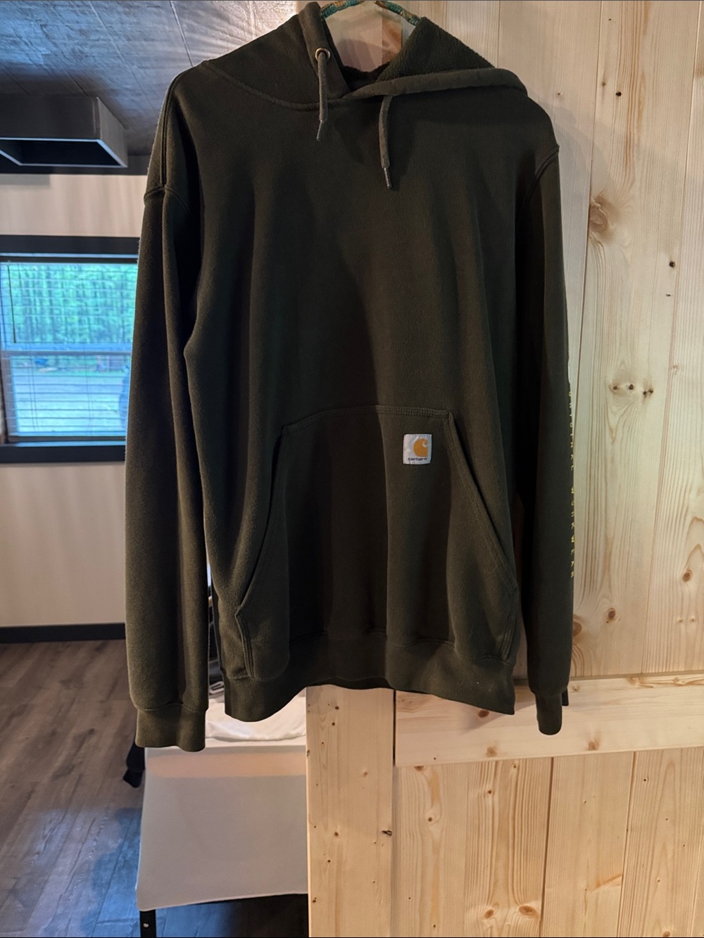 Carhartt Olive Hooded Pullover Sweatshirt with Kangaroo Pocket